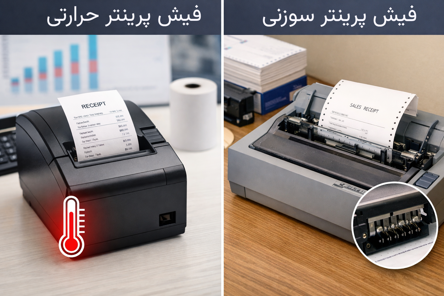 تفاوت فیش پرینتر حرارتی و سوزنی تفاوت فیش پرینتر حرارتی و سوزنی