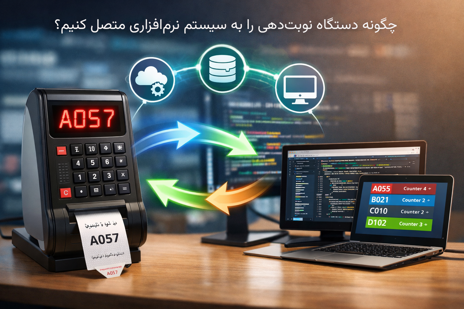 چگونه دستگاه نوبت‌دهی را به سیستم نرم‌افزاری متصل کنیم؟