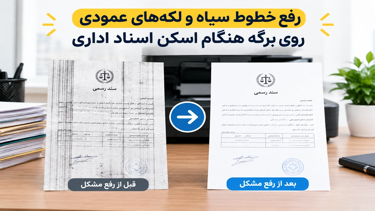  رفع خطوط سیاه و لکه‌های عمودی روی برگه هنگام اسکن اسناد اداری