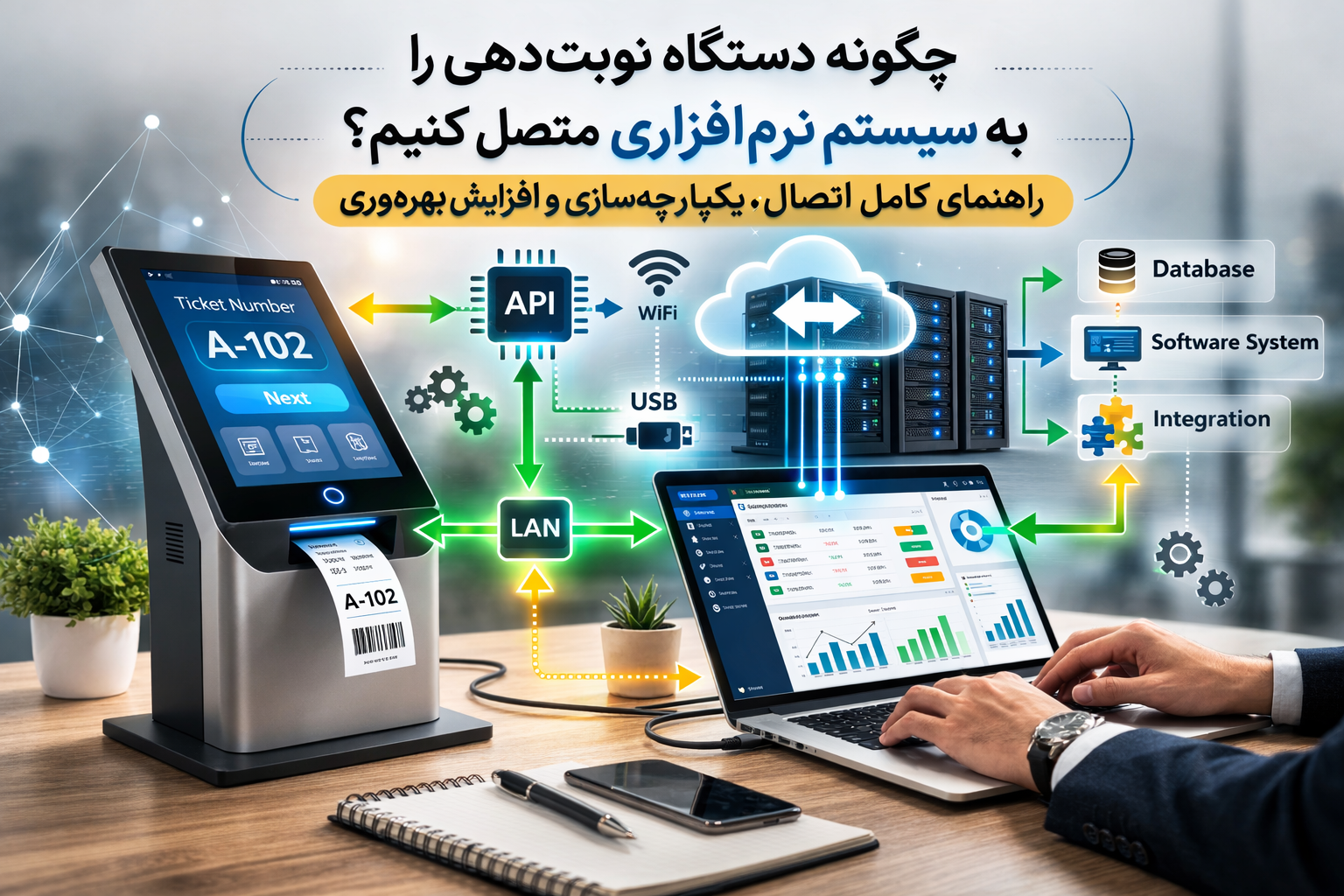 چگونه دستگاه نوبت‌دهی را به سیستم نرم‌افزاری متصل کنیم؟ راهنمای کامل اتصال