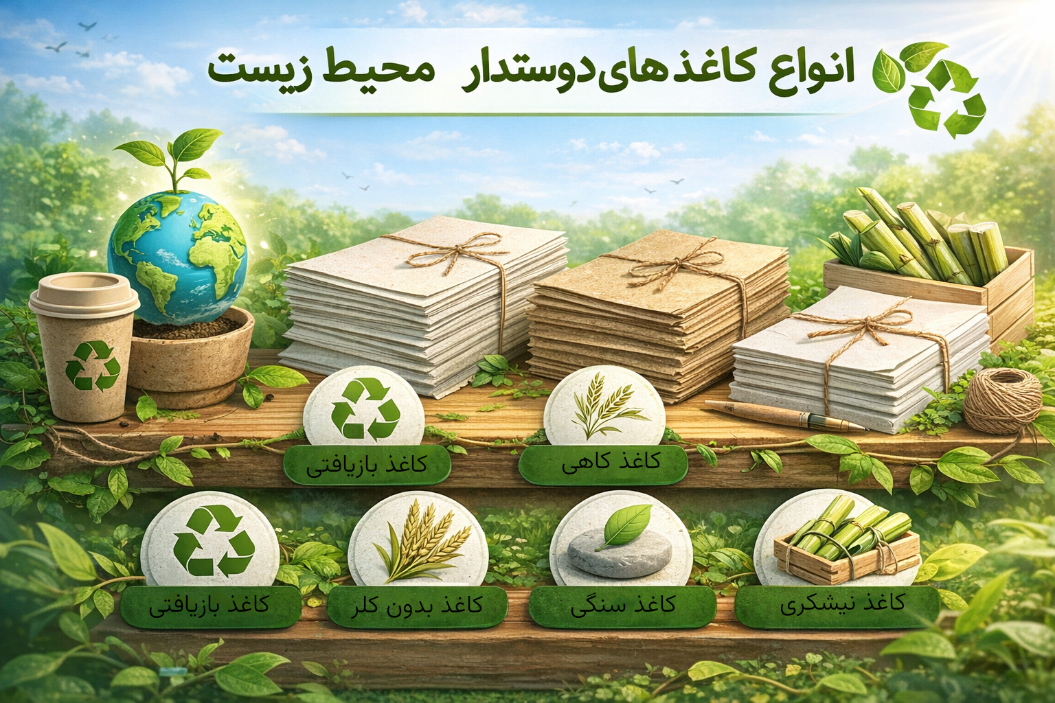 انواع کاغذهای دوستدار محیط زیست؛ راهنمای جامع انتخاب کاغذ سبز و پایدار