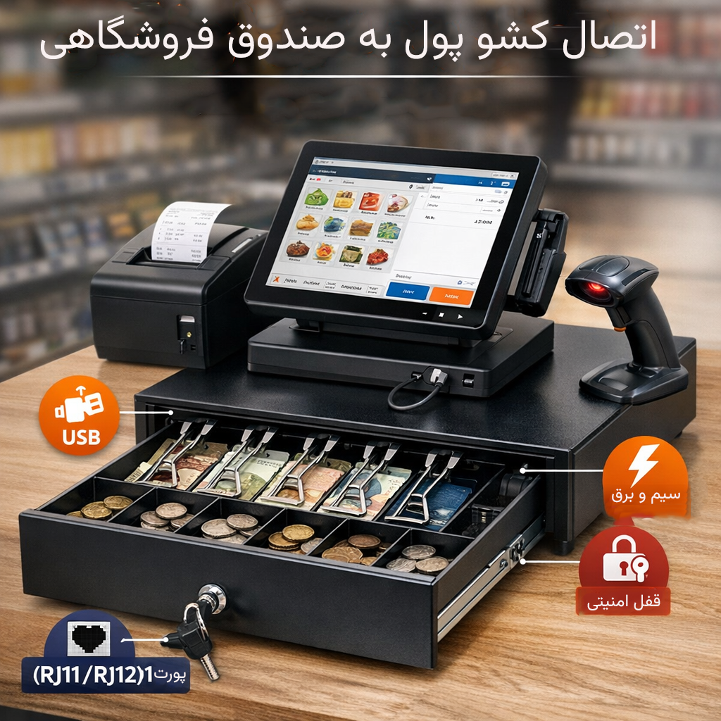 اتصال کشو پول به صندوق فروشگاهی؛ راهنمای کامل، کاربردی و تخصصی